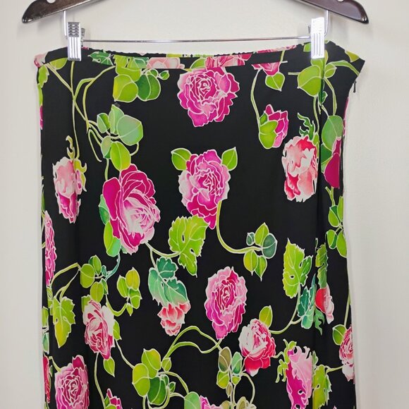 Spenser Jeremy Silk Midi Skirt Womens Plus 16 Rose Floral Romantic Whimsigoth - Picture 2 of 10